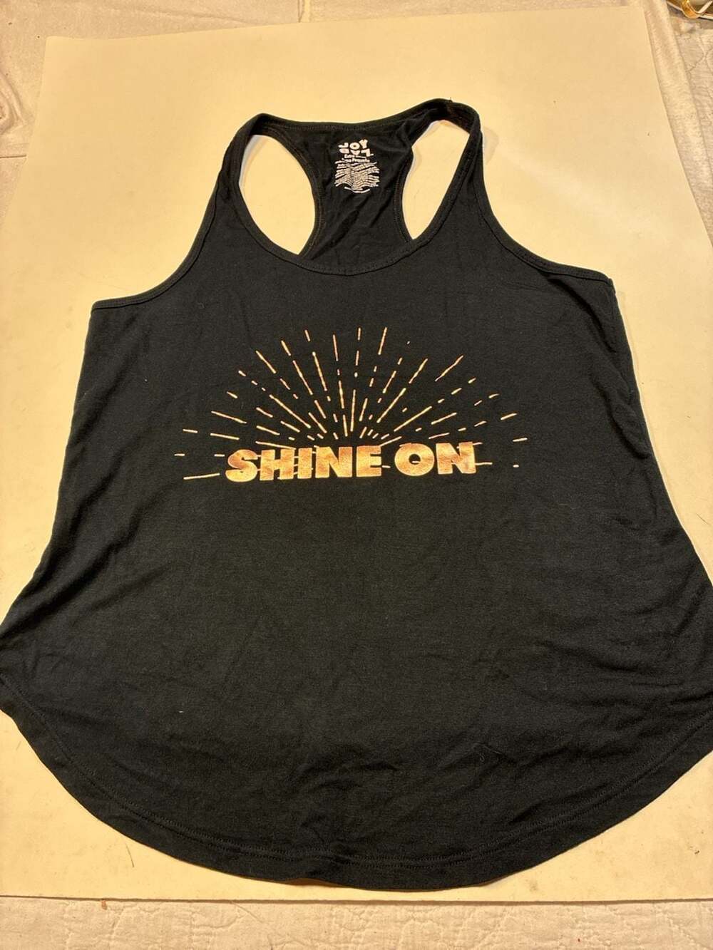JoyLab Shine On Racerback Tank Top Extra Small Black Gold Graphic